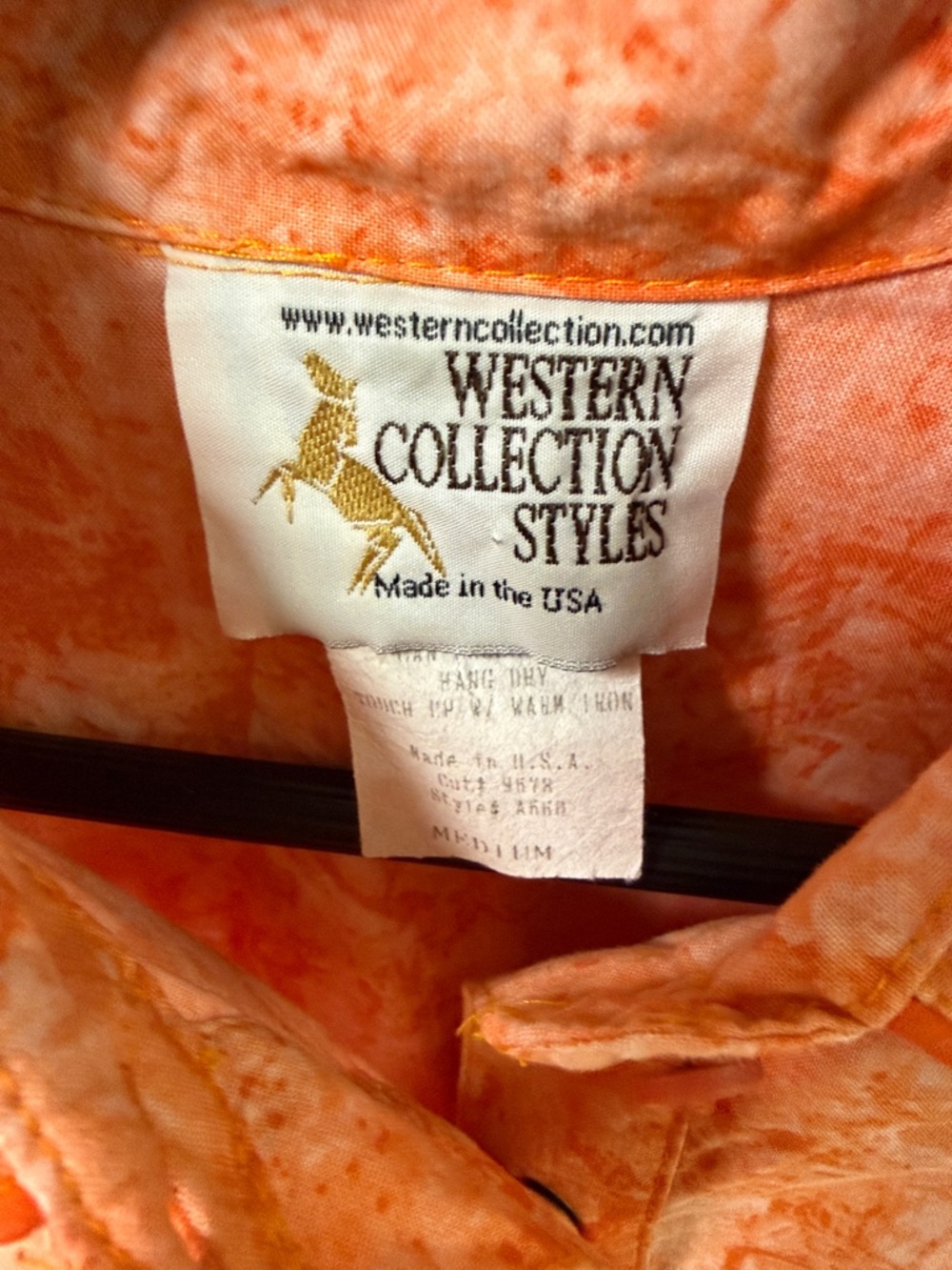 Embellished Orange Button-Down Western Shirt - Picture 7 of 7